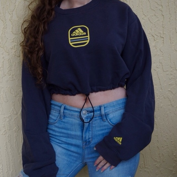 adidas Tops - Vintage adidas crop drawstring sweatshirt